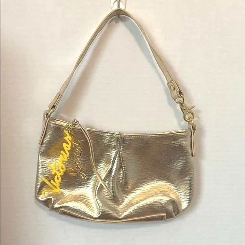 VICTORIA'S‎ SECRET Gold Shiny Y2K Small Tote Brand Charms Girlhoodcore Evening
